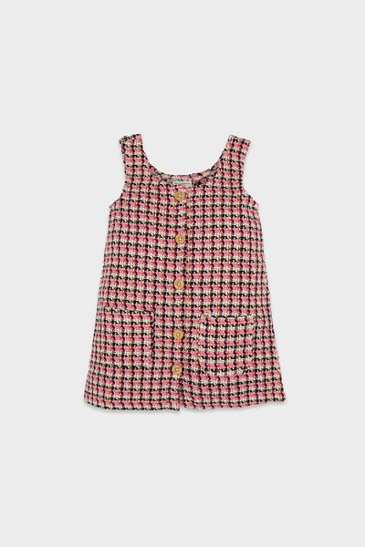 DeFacto Baby Girl Pocketed Buttoned Patterned Tweed Jumpsuit D5637A524Wn