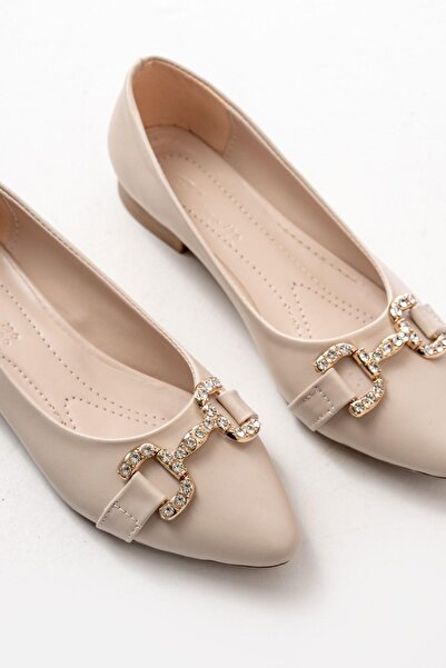 Aymood İnf-133 Skin Stone Buckle Daily Women's Ballerinas