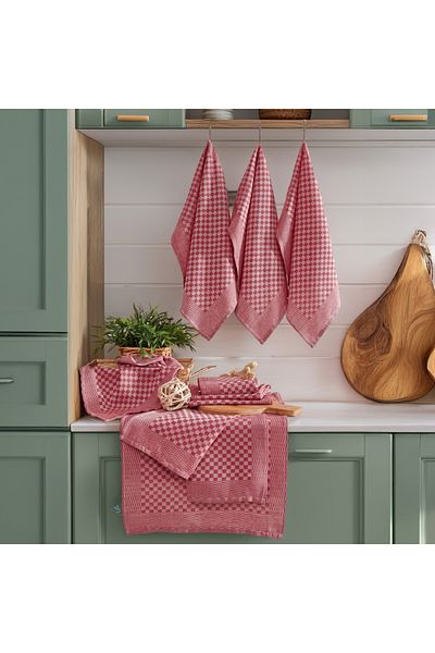 HERAKLEIA HOME Mappa Germanica - Red 6-Piece German Napkin and Drying Cloth