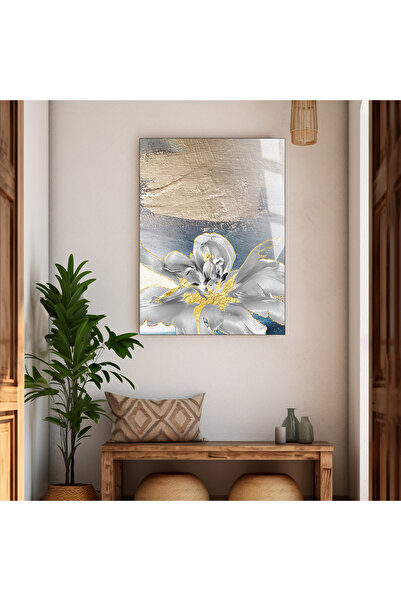 Harika bir ev HARİKABİREV | STICLA INSTRĂNGĂTĂ CU DESIGN FLORAL GRI-ARĂNUȘ SO...