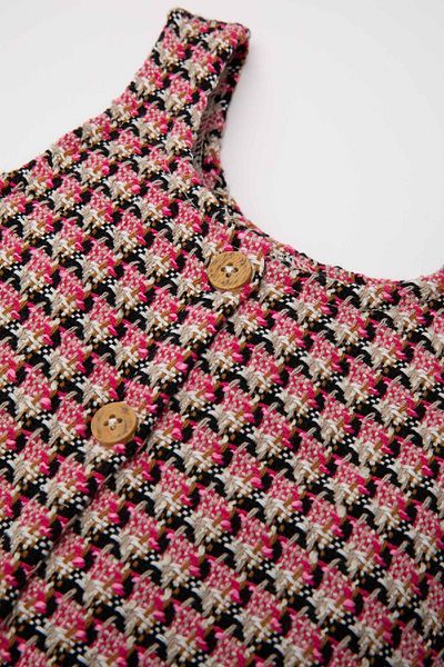 DeFacto Baby Girl Pocketed Buttoned Patterned Tweed Jumpsuit D5637A524Wn