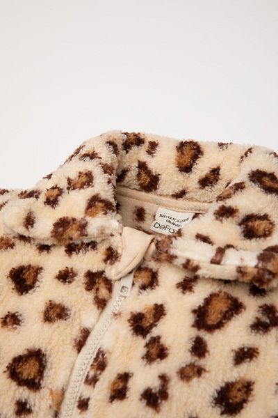 DeFacto Baby Girl - Leopard Patterned Zippered Plush Cardigan D5142A524Wn