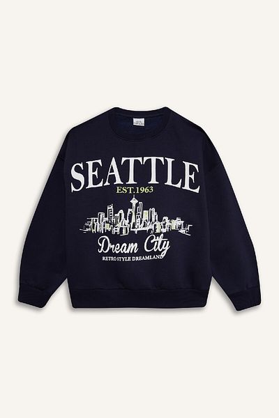 DeFacto Girl's Relax Fit Crew Neck Printed Sweatshirt D4384A824Wn