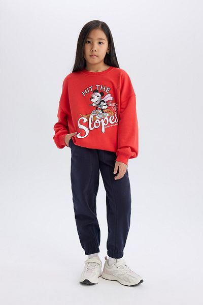 DeFacto Disney Mickey & Minnie Girls Oversize Sweatshirt - Crew Neck D4377A824Wn