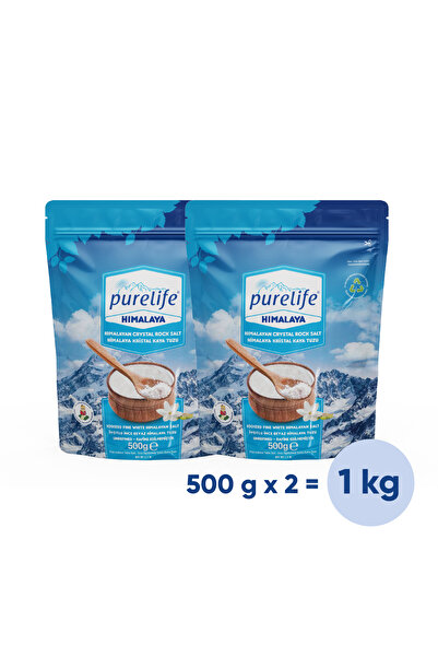 PureLife Himalaya Tuzu Set Ince Iyotlu Kristal Kaya Tuzu Beyaz 500g X2 |rafin...