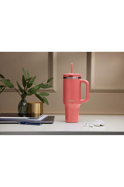 Contigo Thermos Cup with Handle - Tumbler - Stainless Steel - with Straw & Lid - 29 Hours Cold