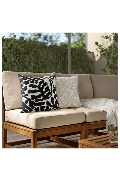 IKEA GRÖNKNAVEL Cushion cover, black white/outdoor indoor, 50 x 50 cm