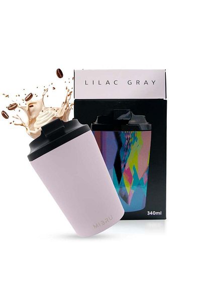 MIBRU 12OZ CEREAMIC INTERIOR CUP LILAC GRAY Mibru Ceramic Vacuum Insulated Mugs 350ml (12 oz)
