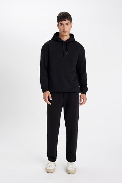 DeFacto Regular Fit Μαύρο Φούτερ Βαμβακερό ίσιο πόδι D6762ax24au