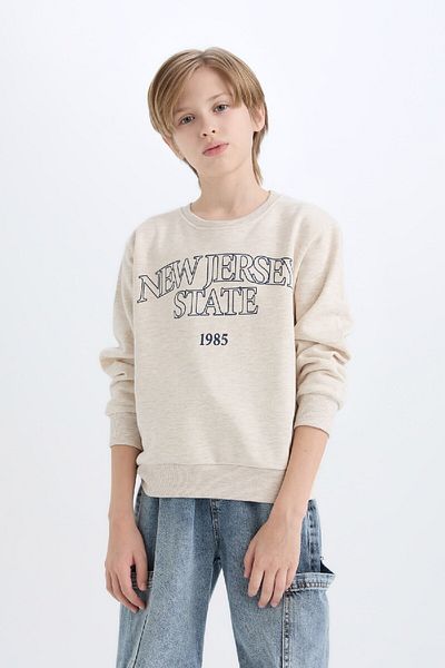 DeFacto Φούτερ Boy's Crew Neck με στάμπα D6210a824cw