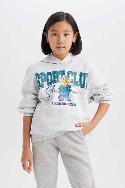 DeFacto Girls Oversize Hooded Printed Sweatshirt - D4382A824Wn