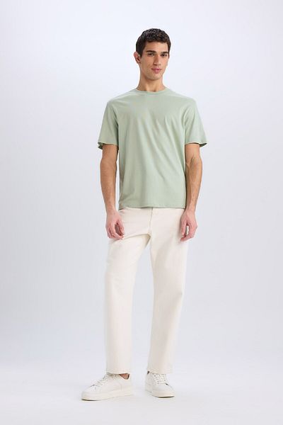 DeFacto 100% Cotton New Regular Fit Crew Neck Basic Plain Short Sleeve T-Shirt V7699Az25Sp