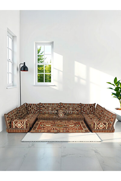 BAKIRÖZÜ HOME Şark Köşesi Takımı Kahve Anadolu Modeli Koltuk Takımı Sünger Da...