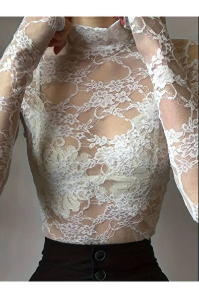 tümsek kadın iç giyim BEYAZ DANTEL CROP