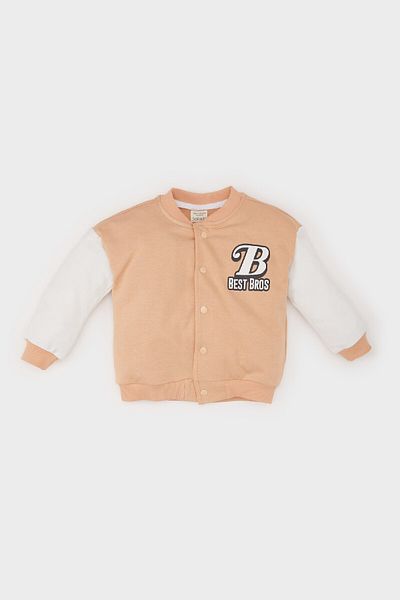 DeFacto Baby Boy College Collar Printed Snap Closure Bomber Cardigan D6290A524Wn