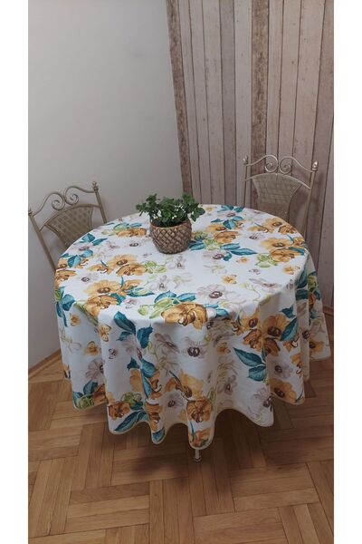 gonk Round, Country Patterned, Duck (Liquid Pusher, Stain Proof) Fabric, Tablecloth