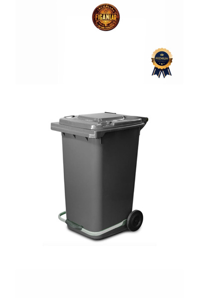 figanlar ambalaj 120 lt GRİ ayak pedallı çöp konteyner kapı nü atık çöp kovası