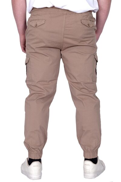 ModeXL Mode XL Plus Size Men's Pants Linen Cargo Jogger 21911 Cappucino