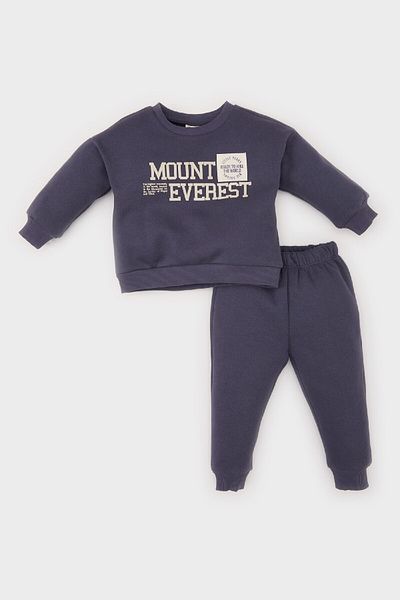 DeFacto Mikina s potiskem Crew Neck a tepláky s elastickým pasem pro chlapečka, 2dílná sada – D6767A524Wn