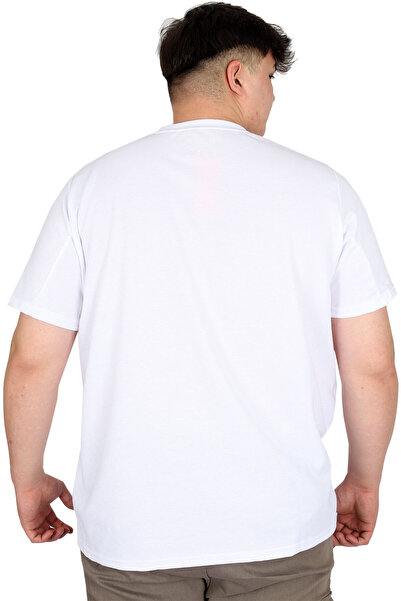 ModeXL Ανδρικό μπλουζάκι με στάμπα μεγάλου μεγέθους XL BROOKLYN WAFFLE U25002 Λευκό