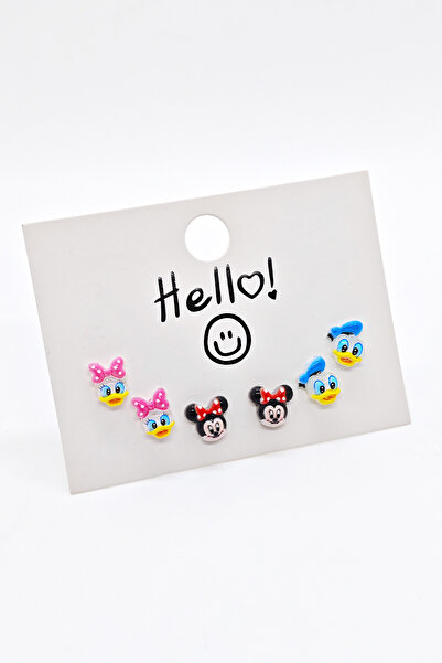 BearPear Mickey ve Donald 6'lı Çelik Küpe Seti