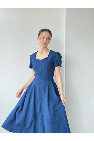 Retrobird Rochie lungă Matilda de design - Albastru închis pentru femei