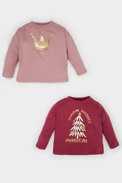DeFacto Zweiteiliges Langarm-T-Shirt mit Rundhalsausschnitt und Neujahrsmotiv für Babys D6684a524wn