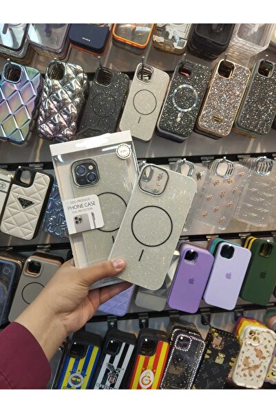 İphone 13-14-15 İle Uyumlu Simli Magsafeli Kılıf
