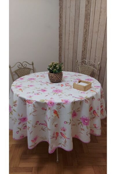 gonk Round, Country Patterned, Duck (Liquid Pusher, Stain Proof) Fabric, Tablecloth