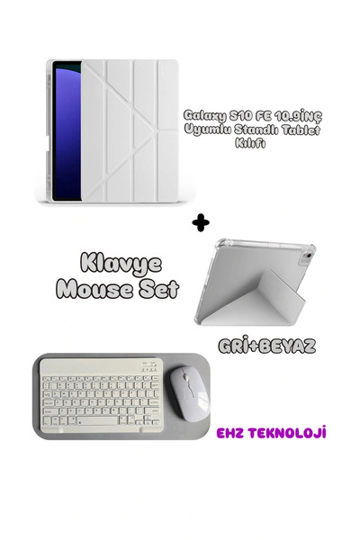 EHZ TEKNOLOJİ Galaxy Tab S10 Fe 10.9İnç Uyumlu Standlı Tablet Kılıf Bluetooth...