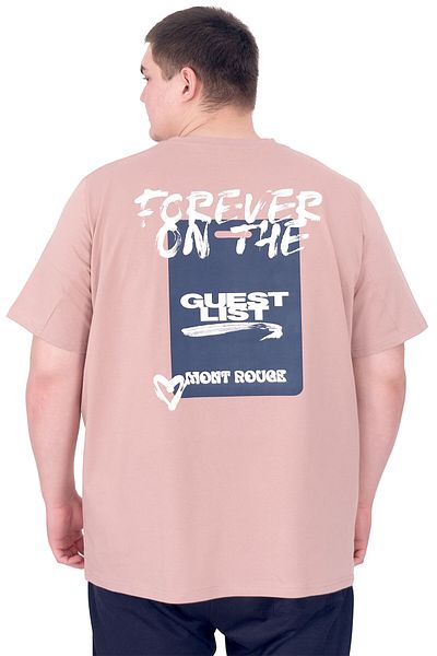 ModeXL Ανδρικό μπλουζάκι μεγάλου μεγέθους - Crew Neck FOREVER U25023 Ροζ