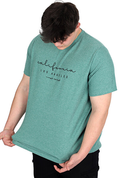 ModeXL Ανδρικό μπλουζάκι με στάμπα μεγάλου μεγέθους XL LOS ANGELES WAFFLE U25001 Çağla