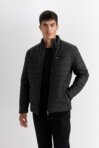 DeFacto Αδιάβροχο όρθιο γιακά με φερμουάρ Slim Fit Faux Leather Coat - B3568AX25SP