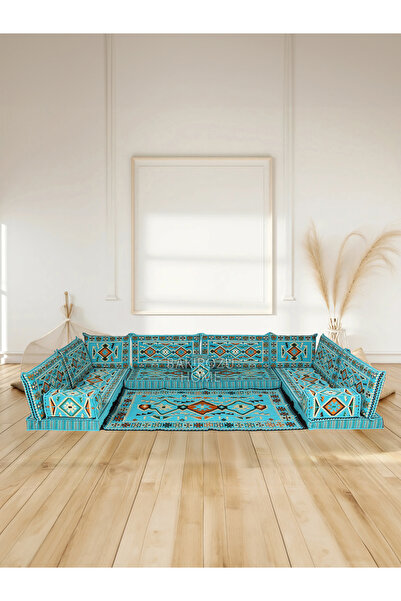 BAKIRÖZÜ HOME Şark Köşesi Takımı Turkuaz Anadolu Modeli Koltuk Takımı Sünger ...