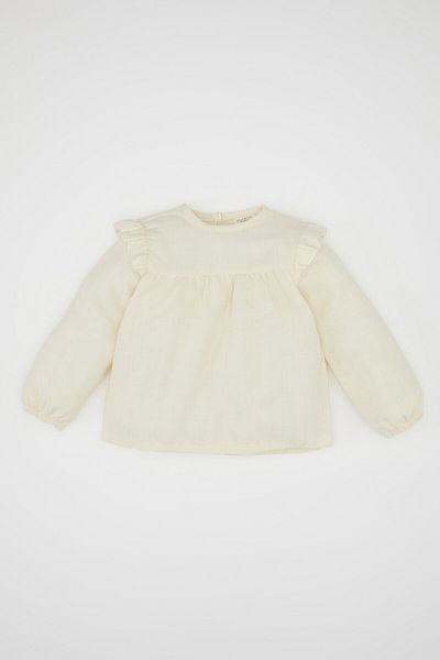 DeFacto Baby Girl Crew Neck Twill Long Sleeve Shirt D6234A524Wn