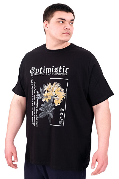 ModeXL Ανδρικό μπλουζάκι μεγάλου μεγέθους - Biker Collar, Mode XL OPTIMISTIC U25028 Μαύρο