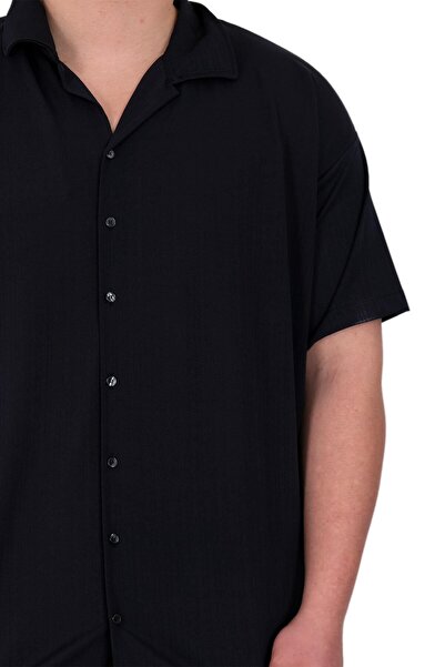 ModeXL Мъжка риза Mode XL Plus Size с яка Apas и райета, жакардова U24382, тъмносиня