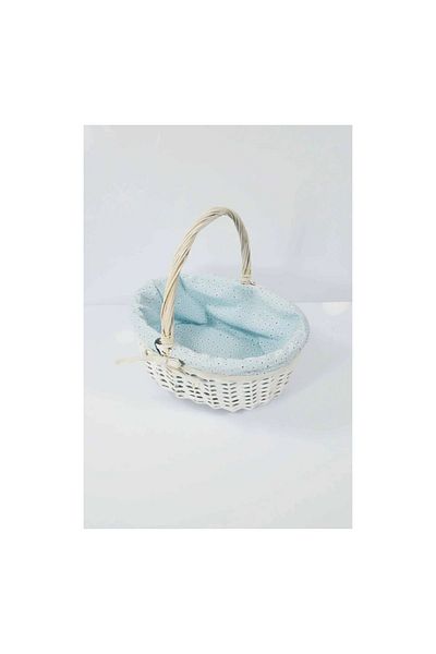 BUTİK1AVM Picnic Basket with White Wicker Handles