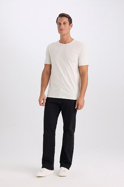 DeFacto Slim Fit Crew Neck - Modal Blended Cotton Plain Short Sleeve T-Shirt M6606Az25Sp