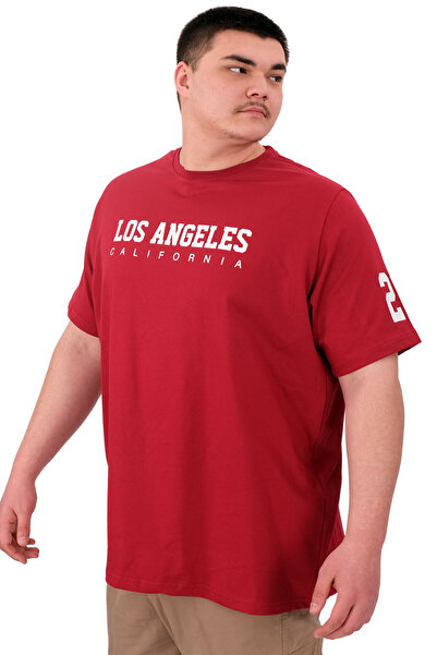 ModeXL Oversize Men's Printed T-Shirt, Los Angeles U25031 Maroon