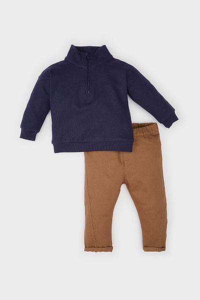 DeFacto Stehkragen-Sweatshirt mit Reißverschluss und elastischer Taille für Babys – A8288a524wn