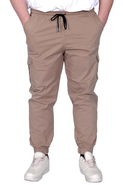 ModeXL Ανδρικό παντελόνι λινό Cargo Jogger 21911 Cappucino Mode XL Plus Size