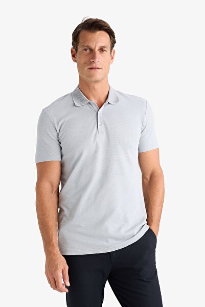 DeFacto Slim Fit, schmal geschnittenes, kurzärmliges Basic-Polo-T-Shirt aus Baumwoll-Modal-Mischgewebe M6609az25sp