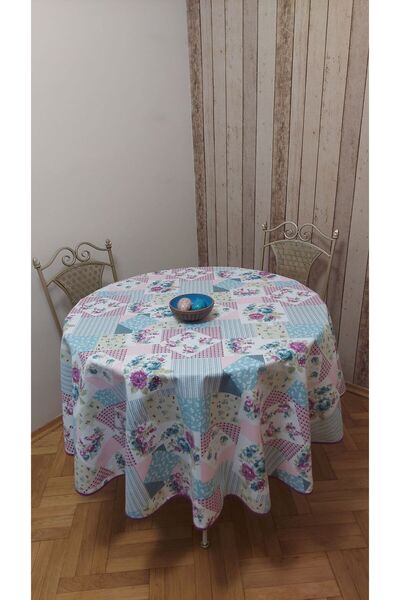 gonk Round, Country Patterned, Duck (Liquid Pusher, Stain Proof) Fabric, Tablecloth