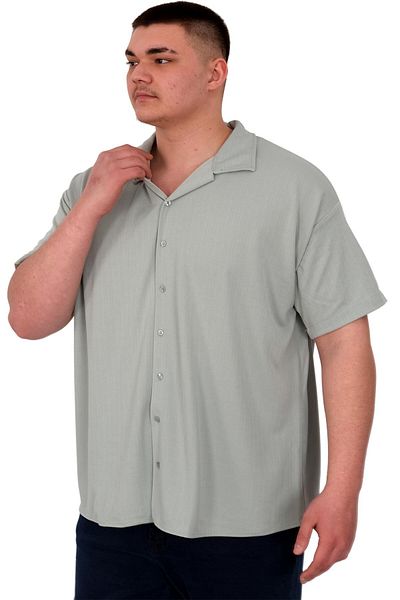 ModeXL Mode XL Ανδρικό πουκάμισο μεγάλου μεγέθους Apas με μοτίβο ρίγες γιακά Jacquard U24382 Çağla