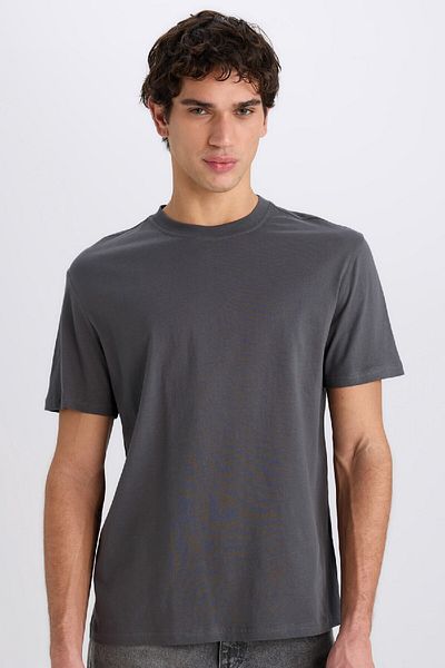 DeFacto 100% bawełny Nowy regularny krój, okrągły dekolt, podstawowy, prosty, krótki rękaw T-shirt V7699az25sp
