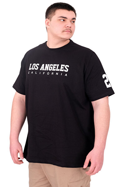 ModeXL Μπλουζάκι Mode XL Plus Size Ανδρικό με τύπωμα Λος Άντζελες U25031 Μαύρο