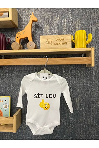 ARASBASKIEVİ Organic 100% Cotton Göt Len Baby Body White Badi Snap Bodysuit