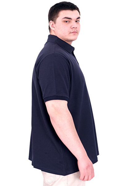 ModeXL Navy Blue Modexl Large Size Men's T-Shirt Polo Neck U25306
