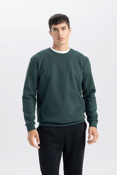DeFacto Φούτερ με κανονική εφαρμογή Crew Neck Jacquard D5394ax24au